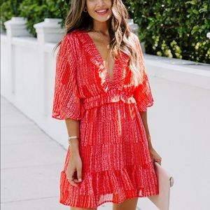 Fruitful Floral Shimmer Ruffle Dress - VICI